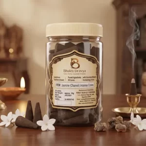 Jasmine Chameli Incense Cones Bhakti Dravya for Home & Pooja (40 Cones) | Dhoop Cones | Chemical-Free | Natural Charcoal-Free