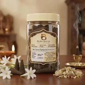 Tuberose Rajanigandha Incense Cones Bhakti Dravya for Home & Pooja (40 Cones) | Dhoop Cones | Chemical-Free | Natural Charcoal-Free